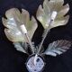 giant painted metal wall lamp Murano glass leaf design 63cm