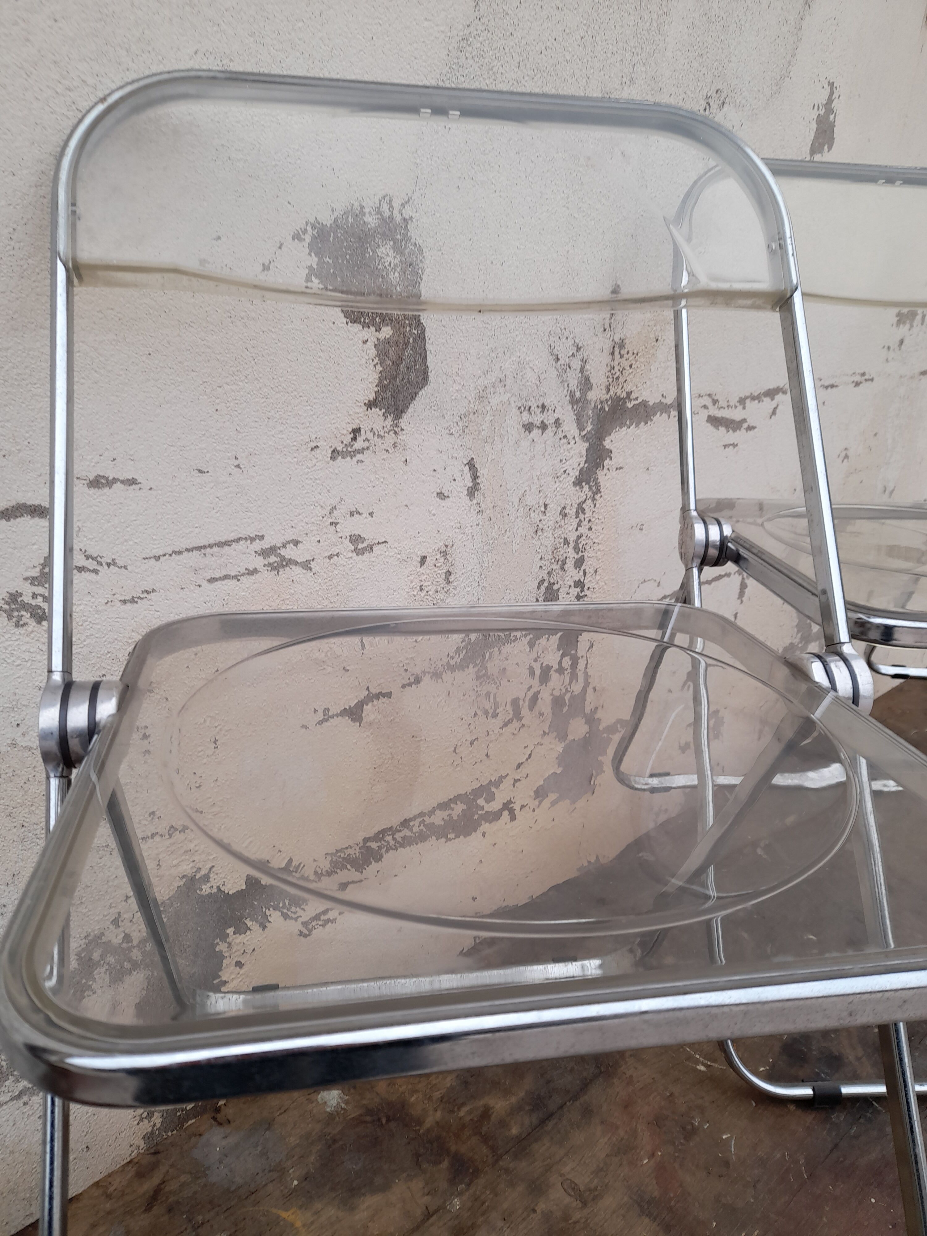 Series of 3 chairs model "plia" by Giancarlo Piretti by Castelli