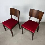 2 Art Deco chairs, red velvet and rosewood.