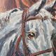 Tableau Huile sur Isorel - Chevaux Signé SL (Signature a identifier)