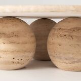 Contemporary Round Travertine Coffee Table, Italy