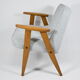 Vintage armchair model 366, 60s, blue fabric, teak wood