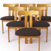 Set of 6 Danish 'T' shaped chairs – 1960s Mid-Century Modern Design