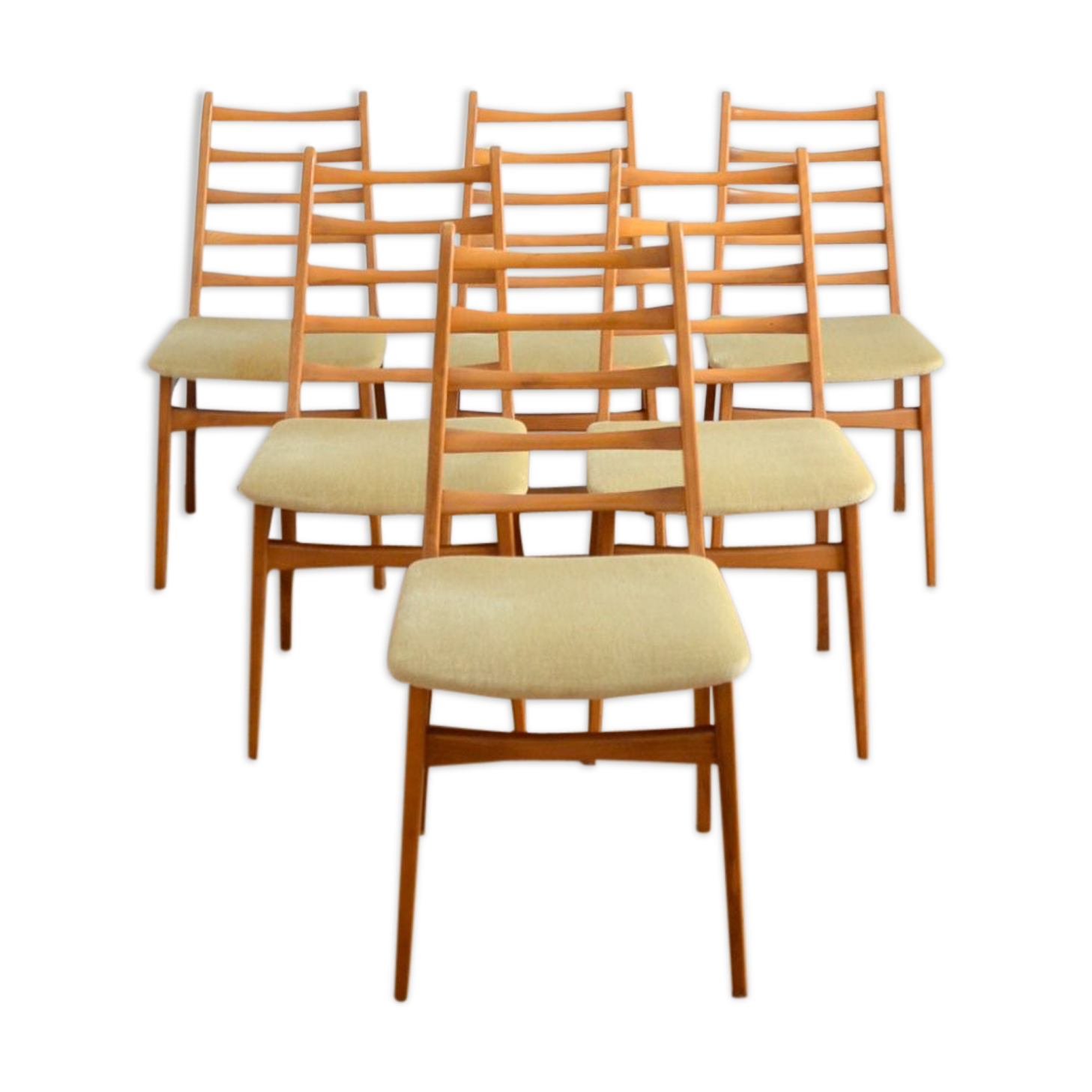 Suite of 6 vintage chairs 1960s