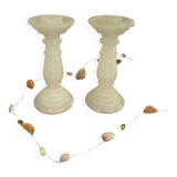 Pair of alabaster candlesticks