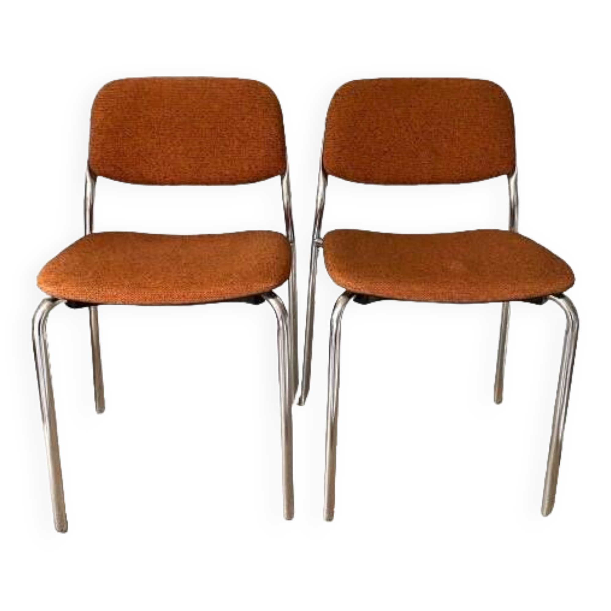 Pair of vintage Eurosit chairs, chrome and tweed, 1970s