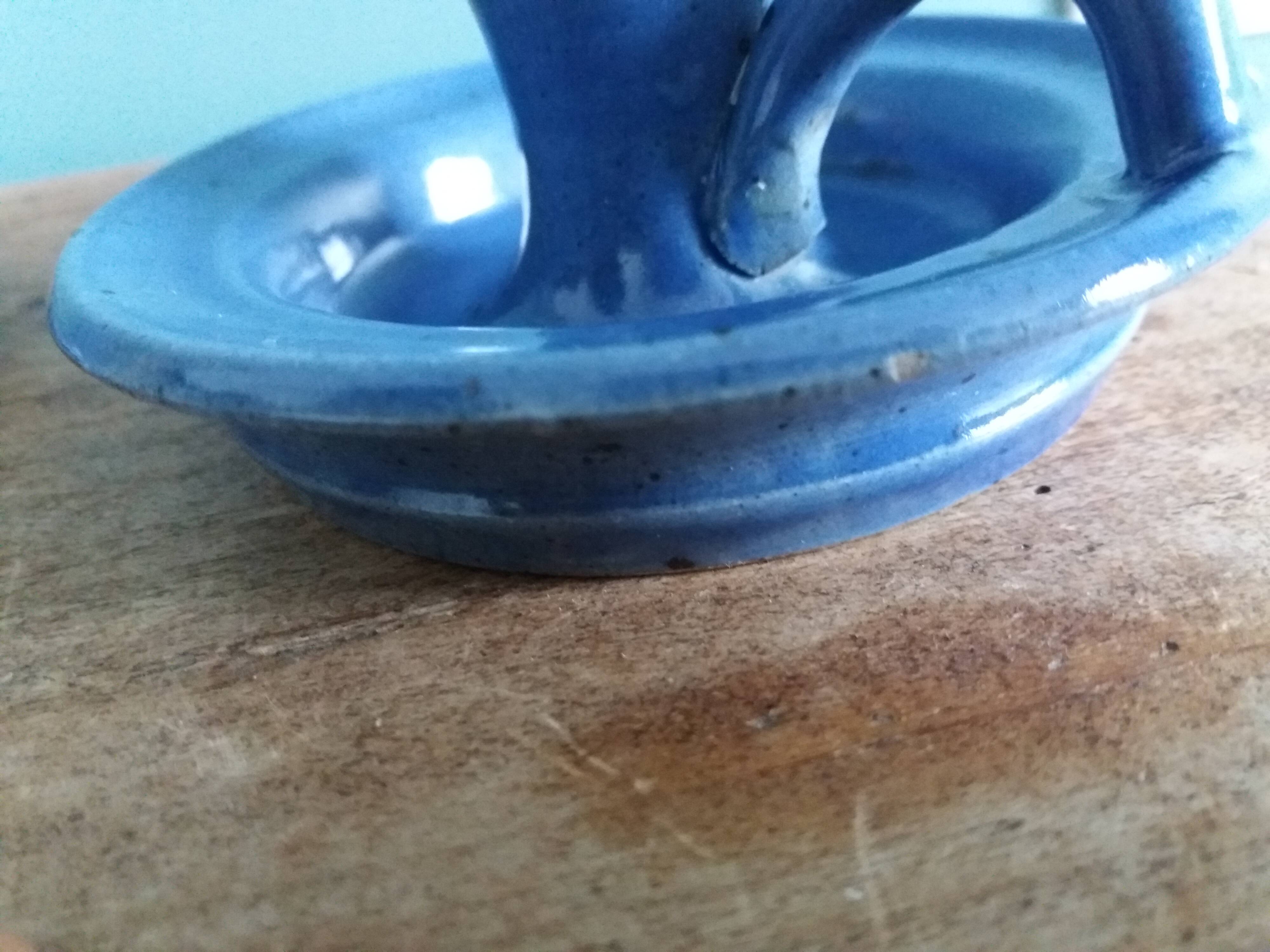 Stoneware candlesticks signed artisanal ceramics