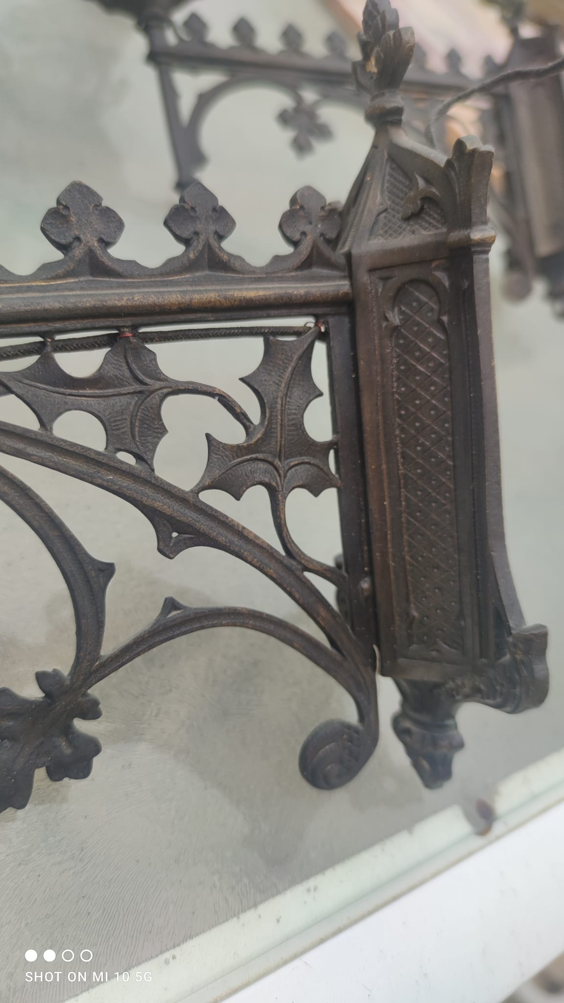 Pair of 19th-century bronze cathedral wall sconces with 5 lights