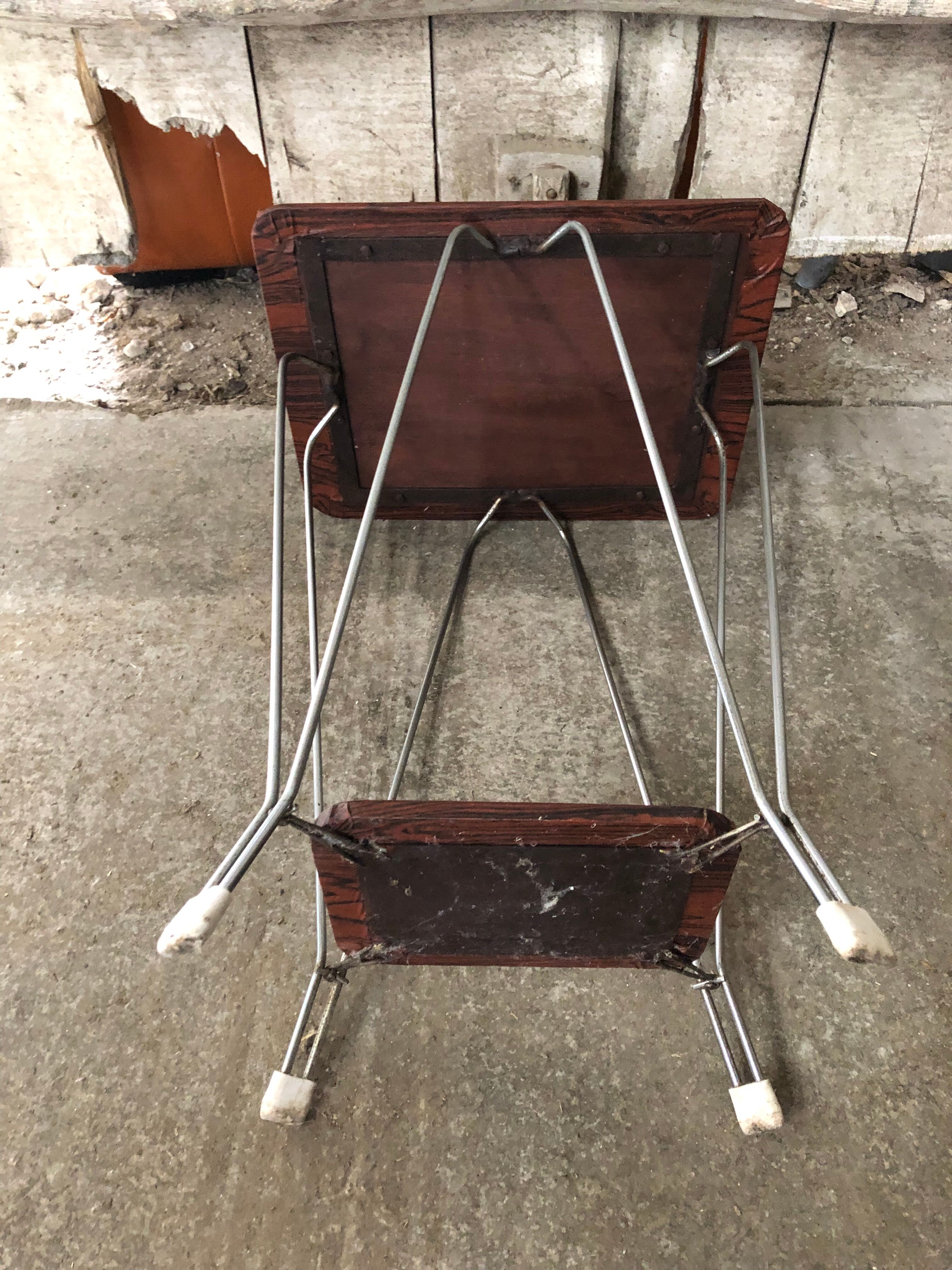 Old Double Tray Harness Wood + Feet Metal Curved Vintage