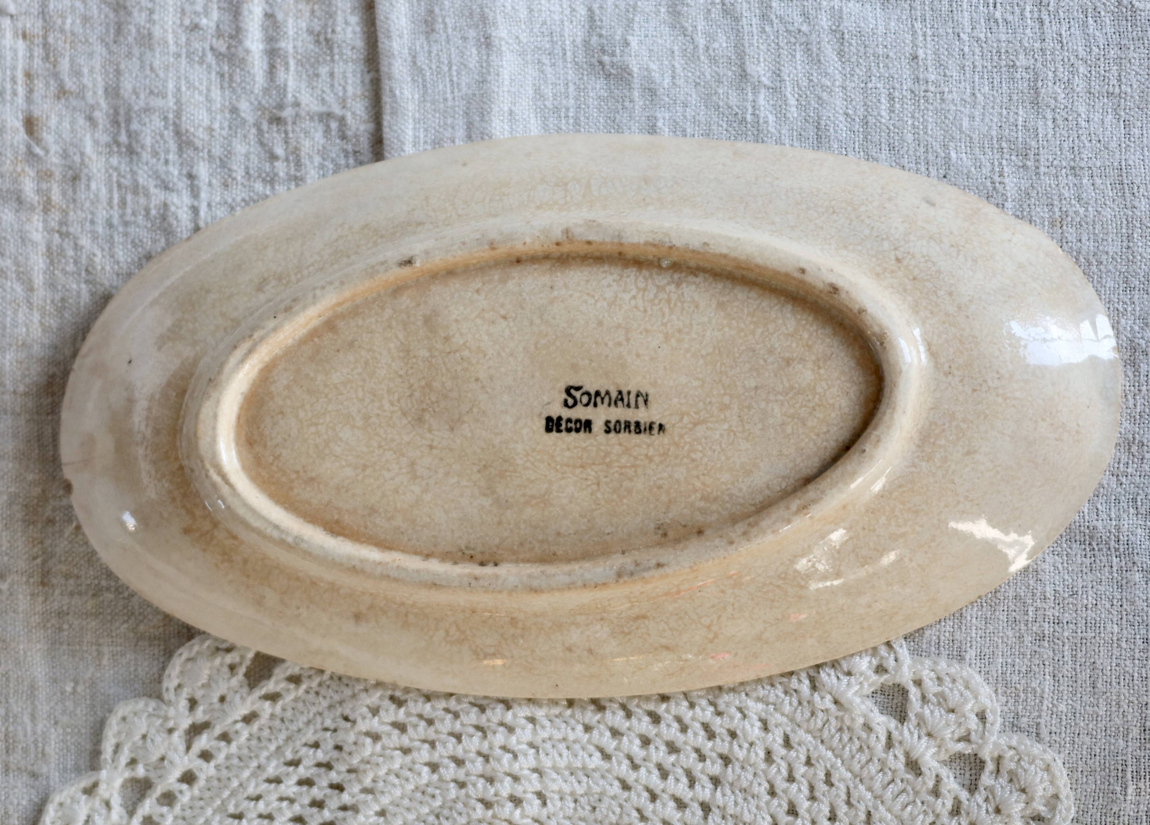 Antique oval ironstone dish – Somain – Sorbier model