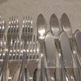 6 fish cutlery sets, 12 pieces, silver-plated metal, Christofle silversmith, Albi pattern