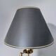 Brass reading floor lamp, adjustable arm, vintage anthracite shade.