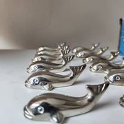 12 silver metal whale knife rests
