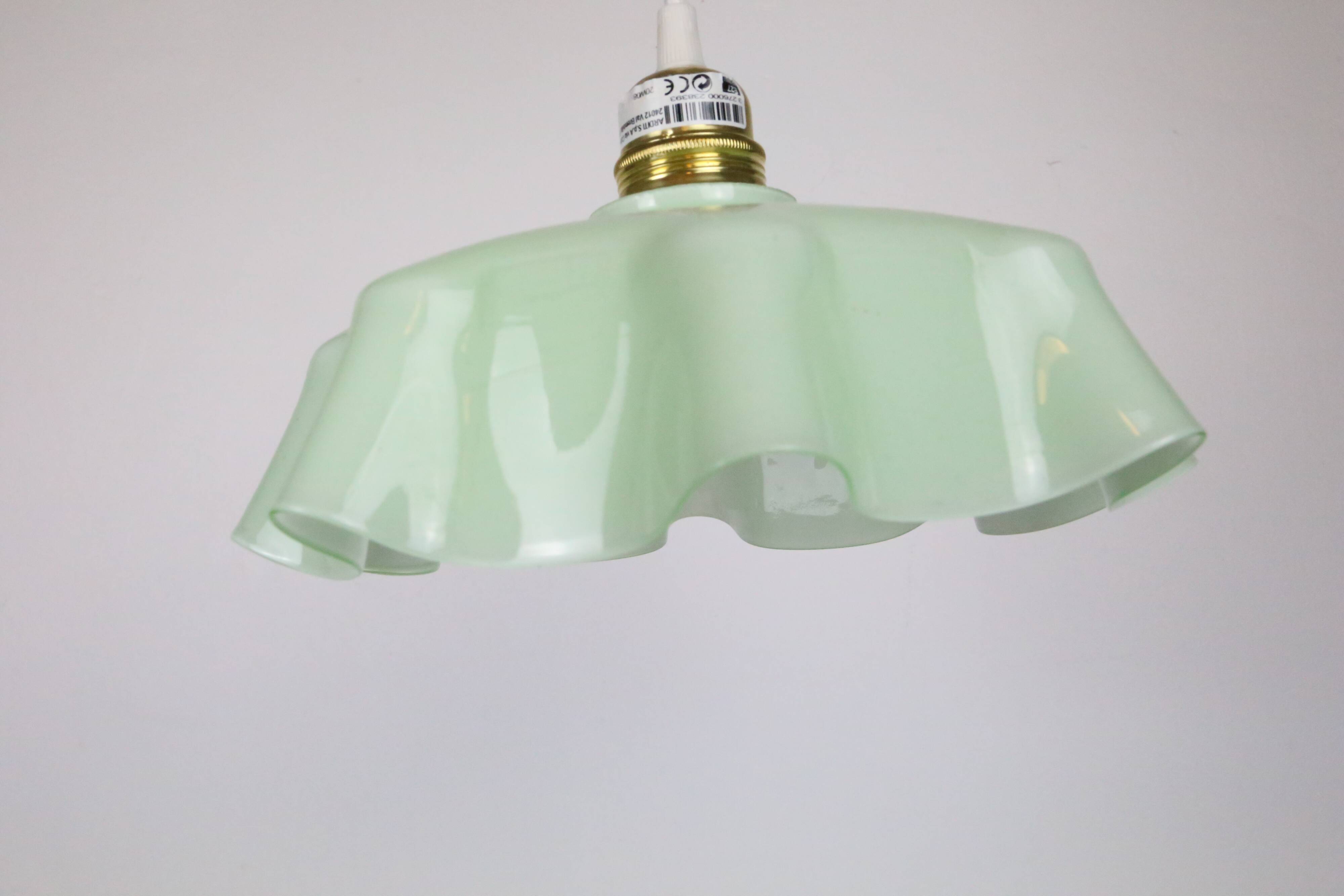 Mint green glass pendant lamp, vintage