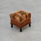 Art Deco walnut stool with original velvet upholstery, Italy 1920s