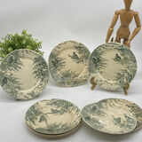 Service of old flat plates, Sarreguemines, birds,