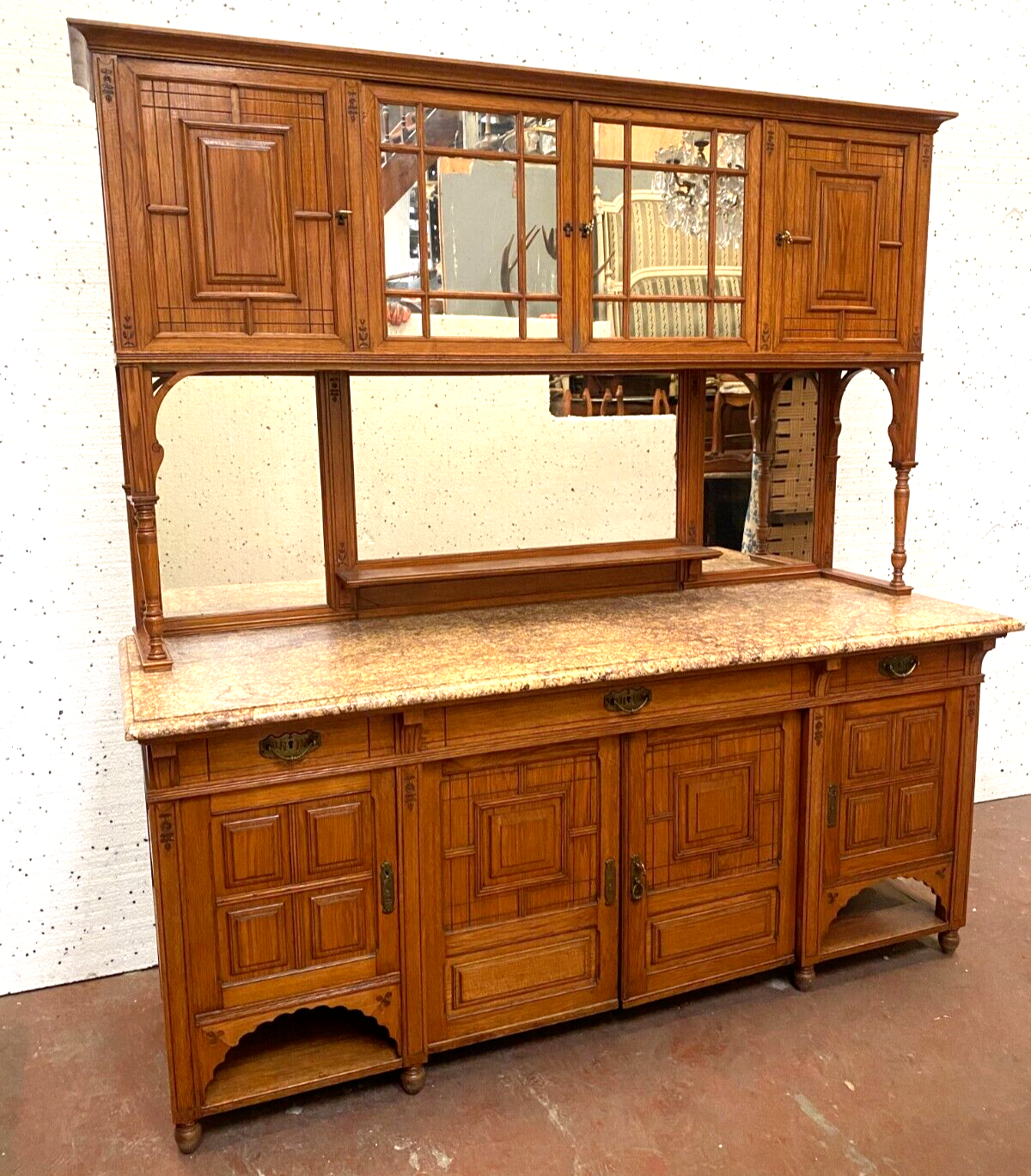Showcase sideboard Louis XVI style solid wood XIX century