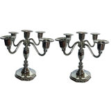Pair of silver-plated metal articulated candelabras – classic style