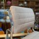 Fauteuil / chauffeuse de salon tissus et chrome Atal 1970