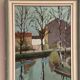 Original Swedish Oil on Canvas - "Landscape with Trees and Buildings" by Ingvar Björk - 1948 - Vintage - Framed - 62 × 48 cm (24.4" × 18.9")