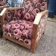 Pair club art deco armchair, carved wood structure, period 1930/50