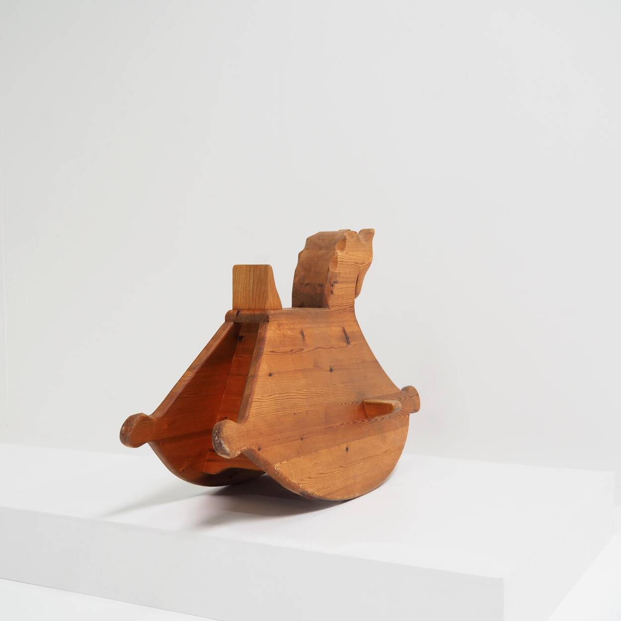 1970s Rocking Horse in Solid Pine Wood, Children’s Toy