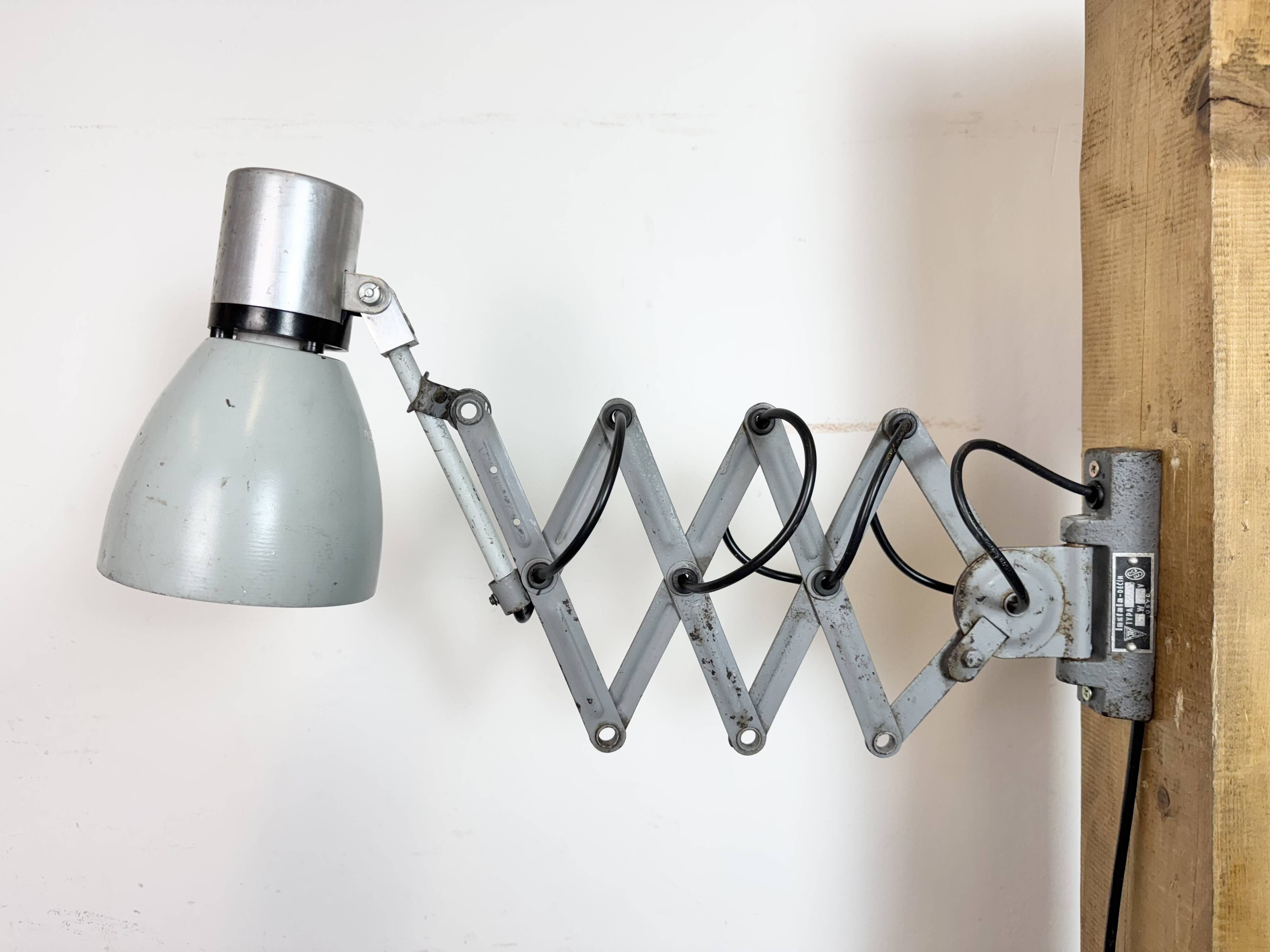 Industrial Grey Scissor Wall Lamp, 1960s