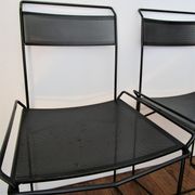Paire de chaises acier métal perforé design années 80