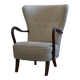 Slagelse Møbelfabrik, modern Danish lounge armchairs with beech footrests, 1960s.