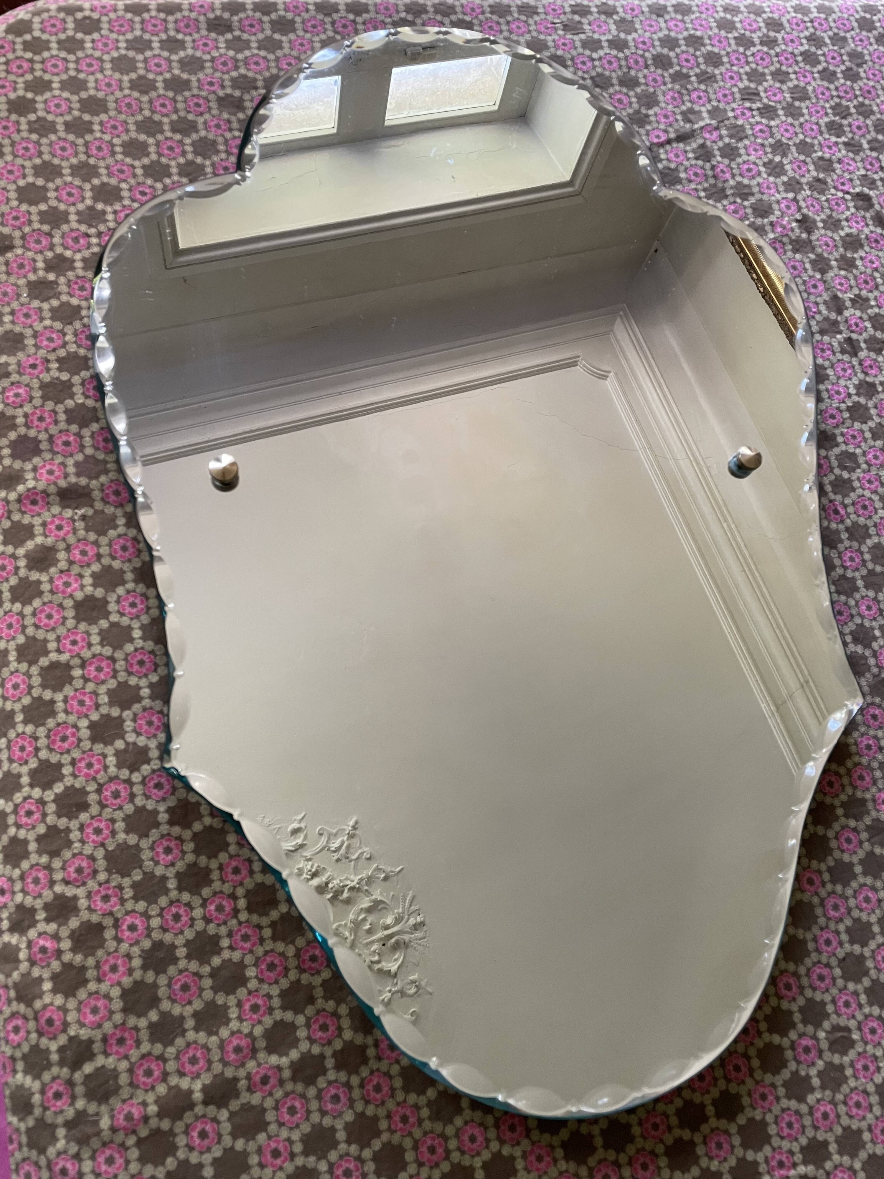 Beveled mirror 40s/50s 44x65cm