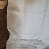 Large Monogrammed Pillowcase – Pure Cotton & Relief Embroidery – Early 20th Century