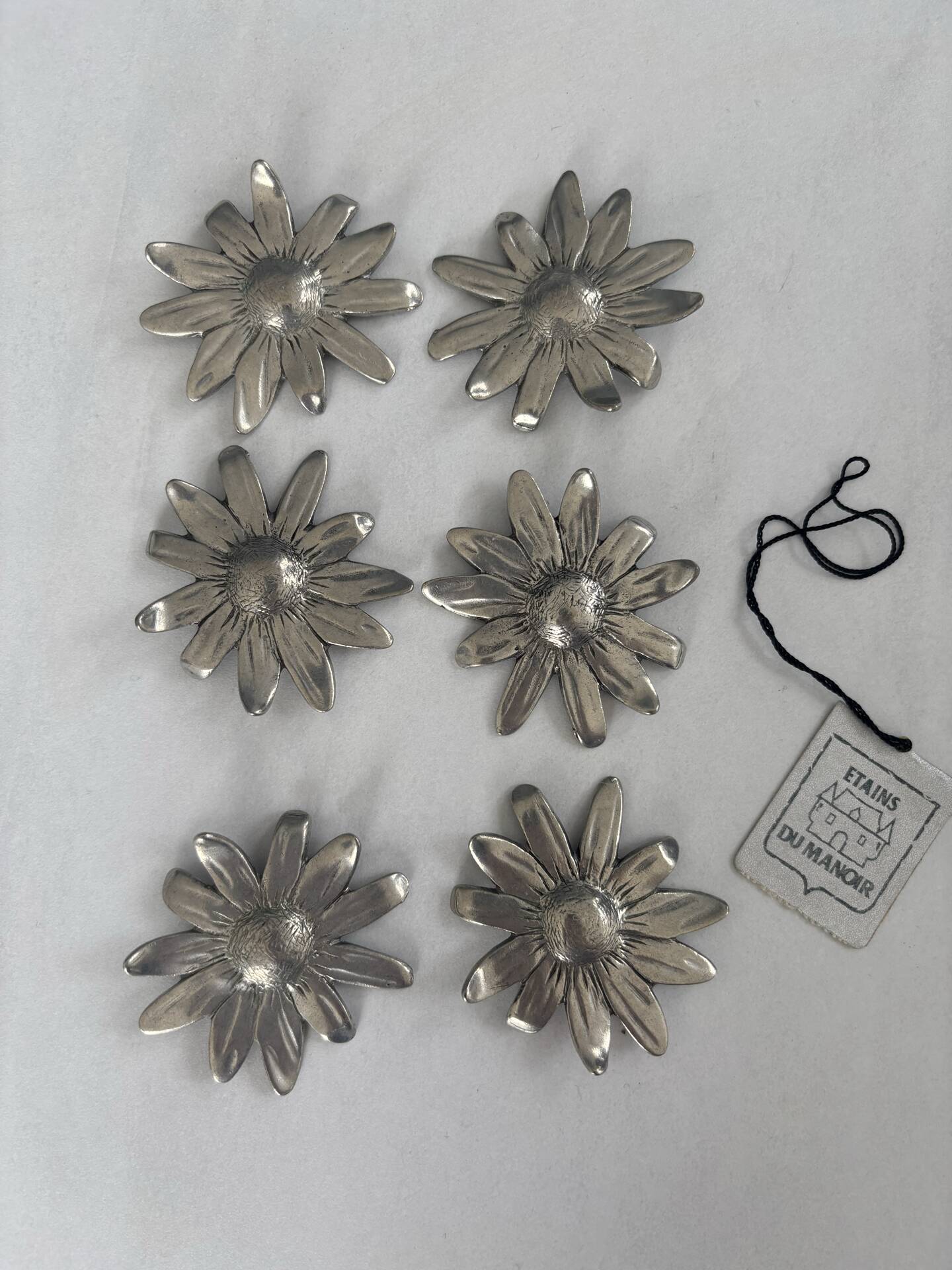 Set of 6 vintage silver-plated knife rests • Daisy flowers
