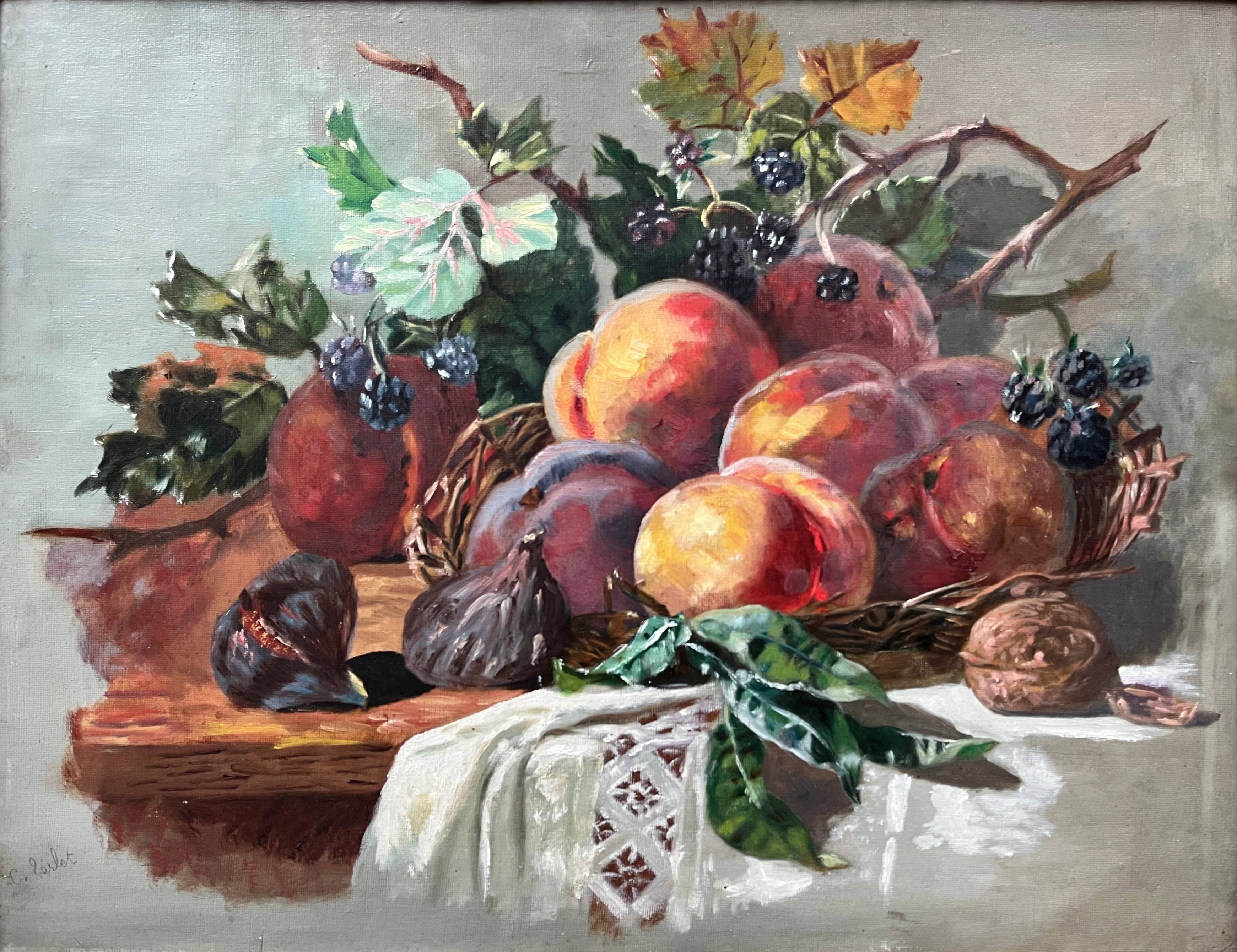 HSP painting "Composition with fruits" 19th/20th century signed