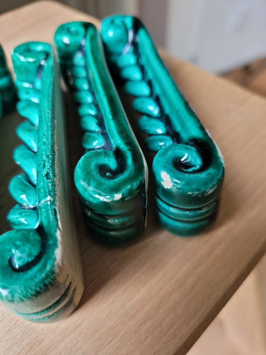 Set of 11 Vallauris glazed porcelain knife holders