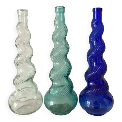 Bouteilles italiennes Empoli torsadées vintage