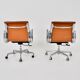 EA 217 Soft Pad Chairs in Cognac Leather by Charles & Ray Eames for ICF, 1970s set of 2