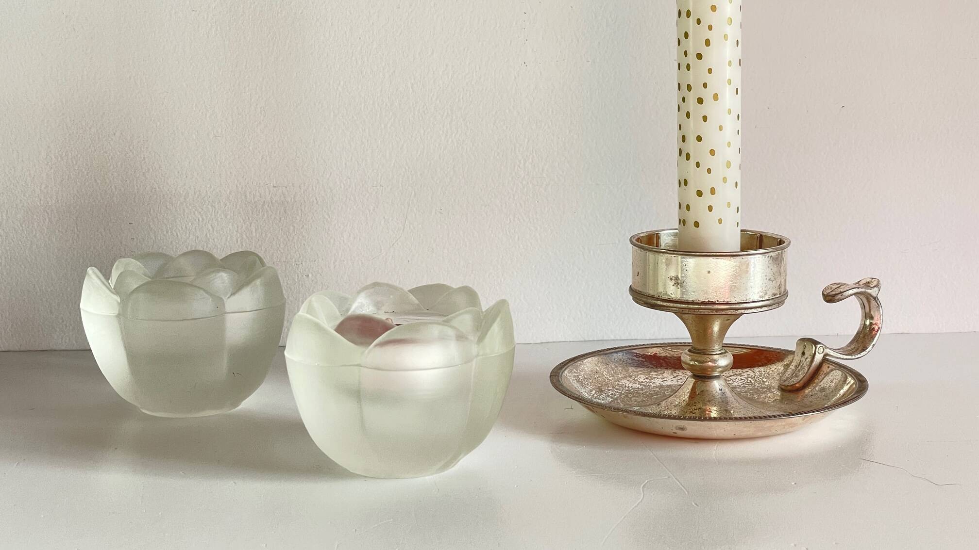 Vintage Silver Glass Candle Holder