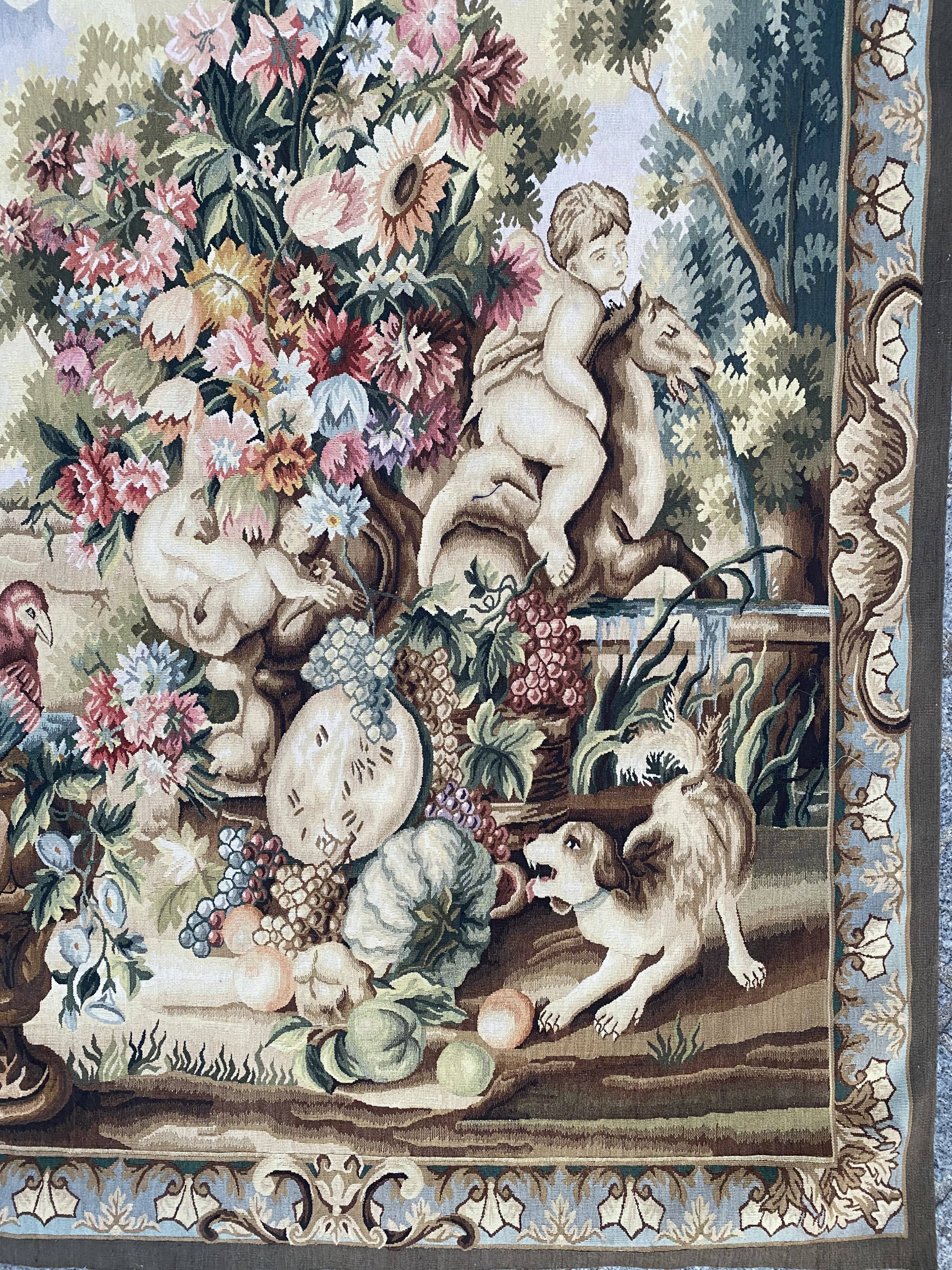Handmade aubusson vintage tapestry 116x149 cm