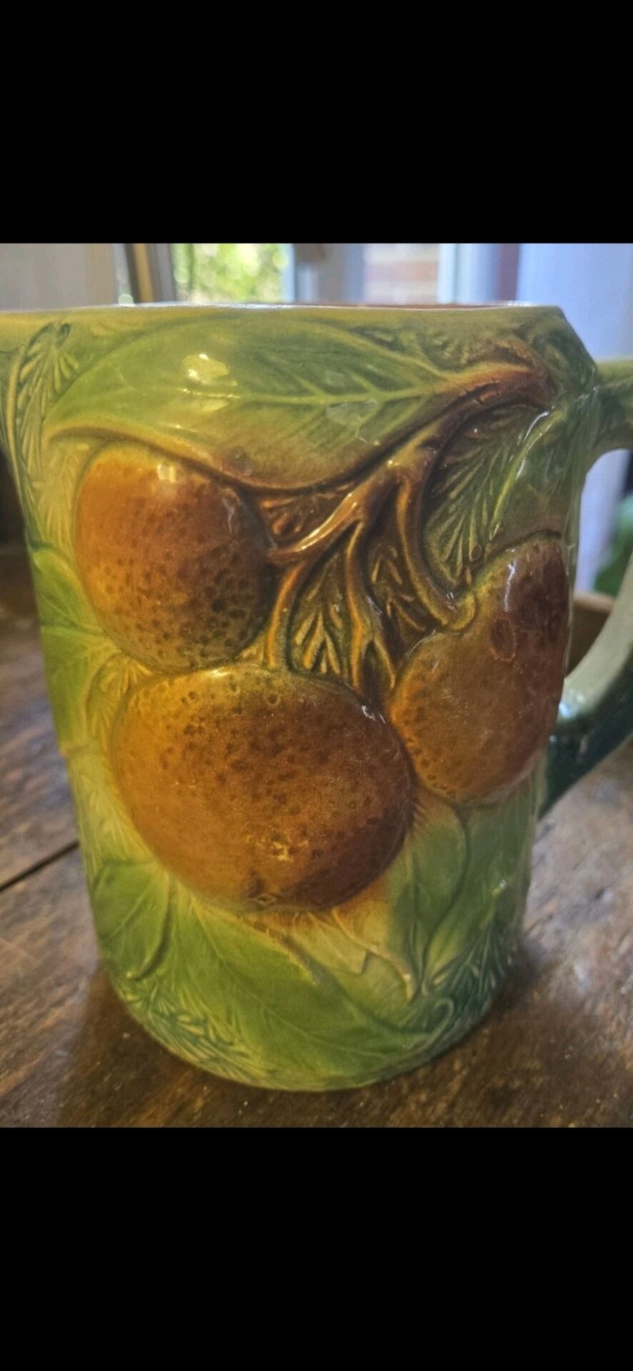 Magnificent rare Pichet Broc Saint Amand 1900 Orange Barbotine