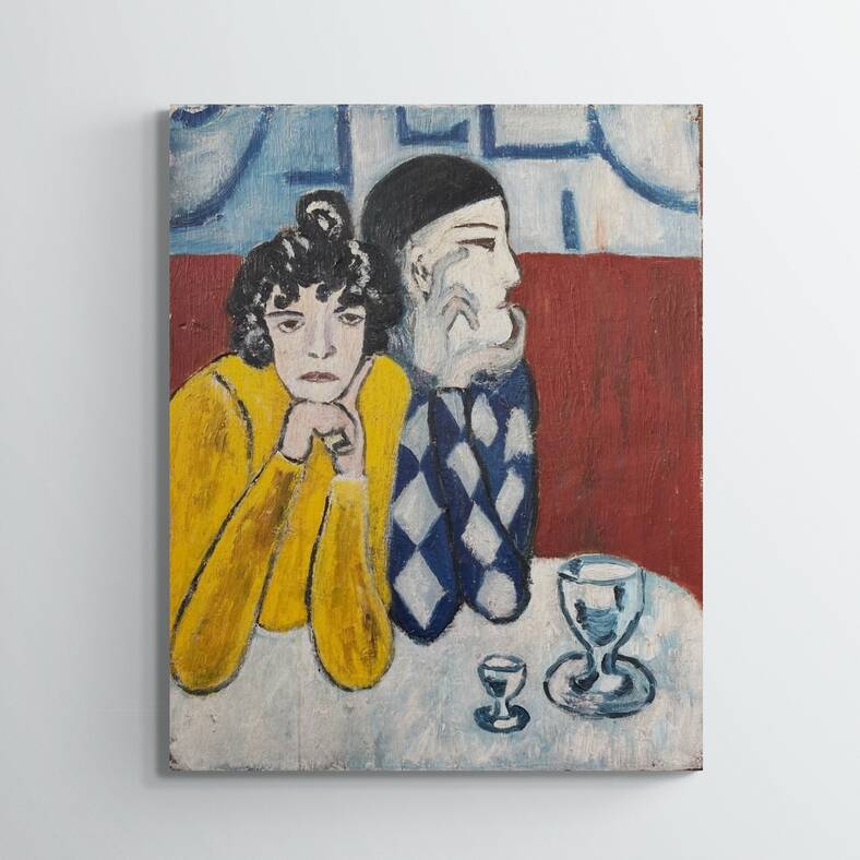 Portrait of clowns, 20th century, oil on canvas, unsigned, 32.5x40.5 cm, unframed