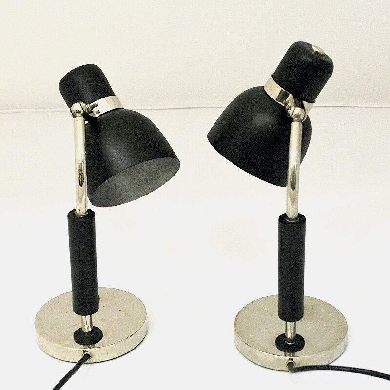 Black and classic pair of metal table lamps 1940s- Sweden