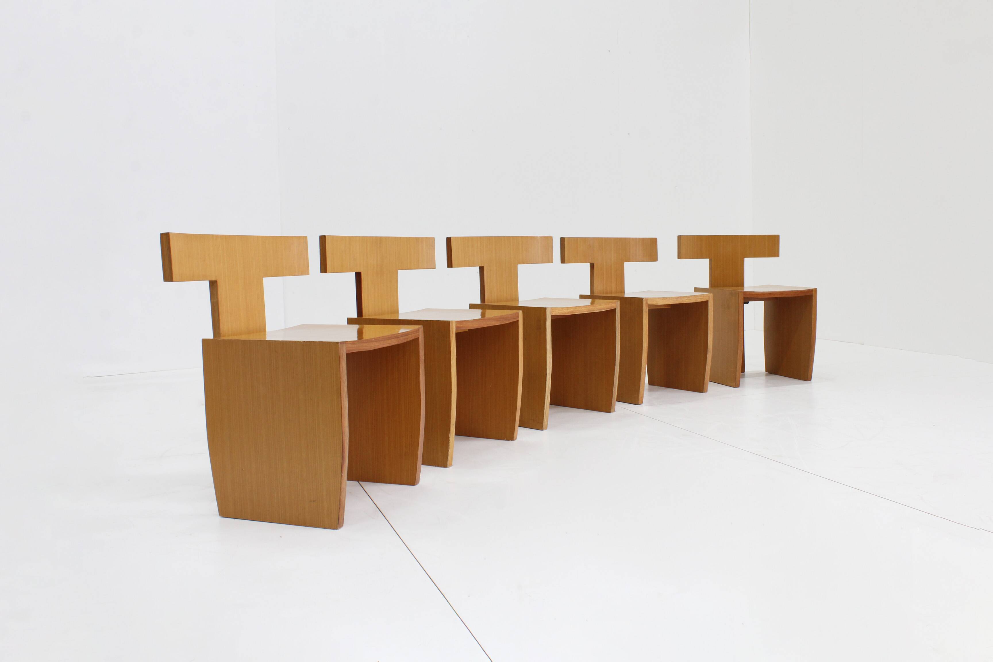 Vintage sculptural dining chairs , set of 5