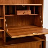 Mid-Century Teak Highboard with Sculpted Legs, Storage and Glass Shelf, 1960s