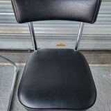 Pair of vintage black and chrome leatherette office chairs in very good condition