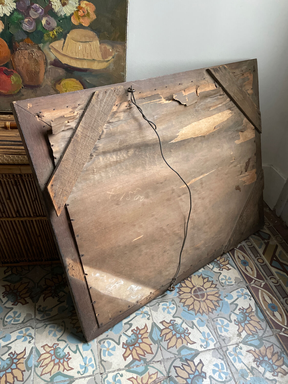 Carved beveled mirror