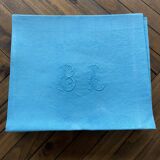 Set of 10 turquoise BL monogram damask napkins