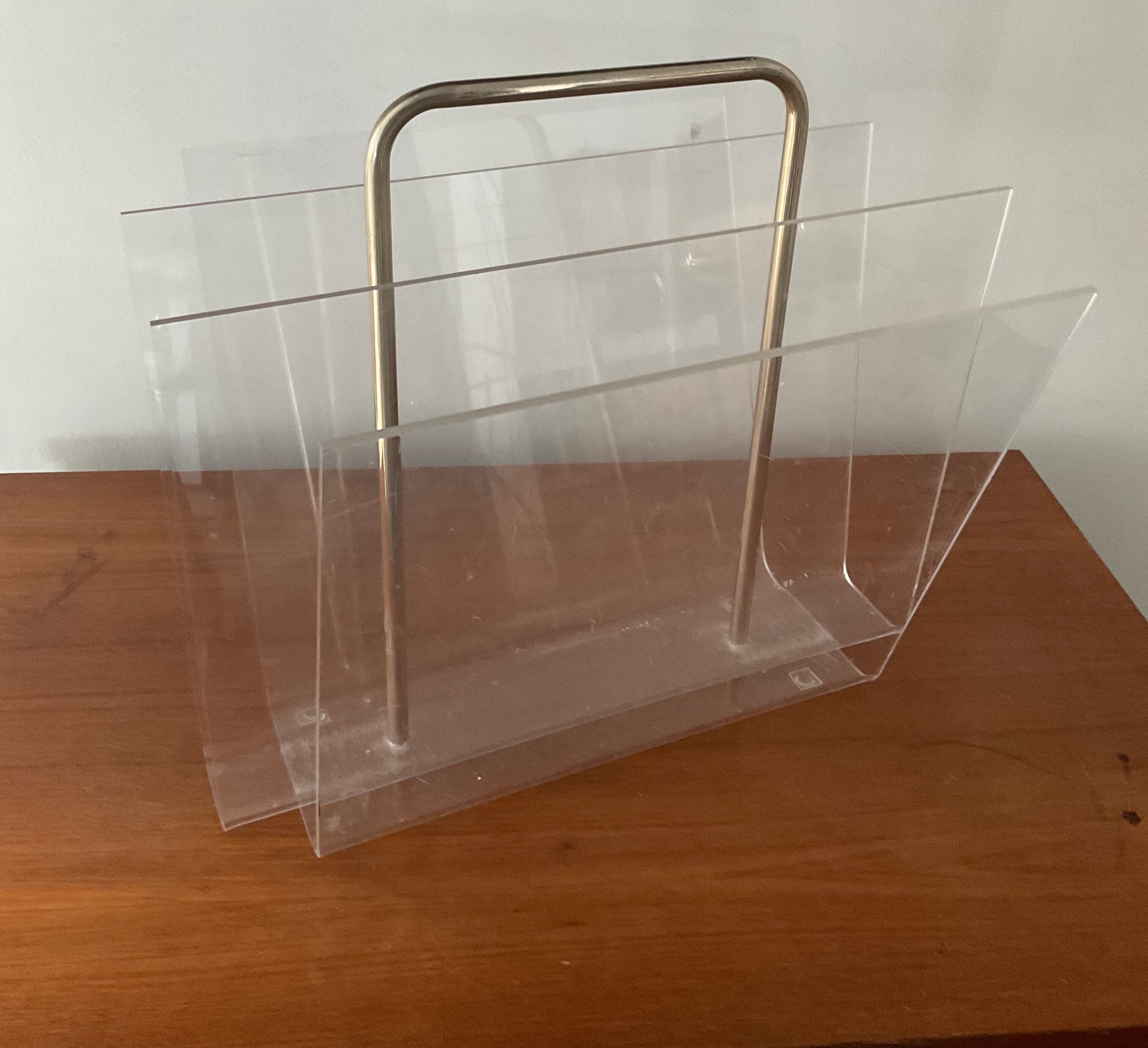 Vintage Plexiglas magazine holders from the 70s and 80s