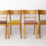Lot de 6 chaises de salle à manger allemandes vintage, années 1950-1960 | Structure en hêtre