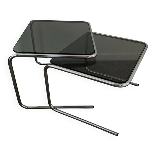 Duo de tables gigognes style Bauhaus des années 70