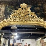 Miroir De Cheminée En Bois Doré « aux Colombes » D’époque Napoléon III , XIX ème 2m46 X 1m24